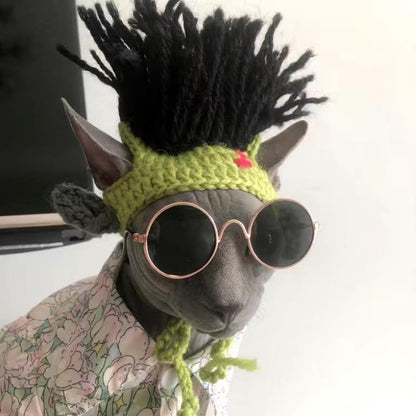 Woofylove Punk Rock Cat Hat: Unleash Your Cat's Inner Rockstar with this Cos-Play Dress-up Hat