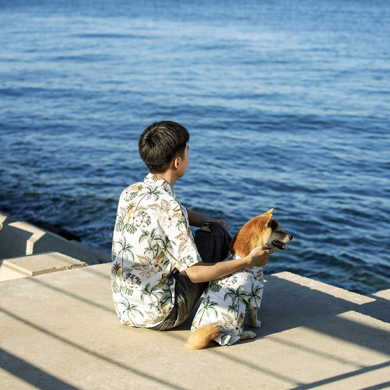 WoofyLove FamilyFur LoveWear: Beach Casual Shirt for Man & Dog – Parent-child Twinning Outfit 🐾👕