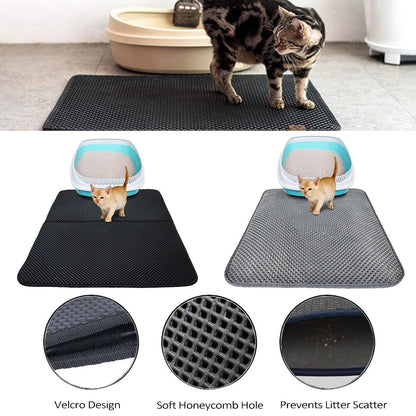 Woofylove Waterproof Pet Cat Litter Mat - EVA Double Layer Design for Optimal Litter Trapping and Easy Cleanup