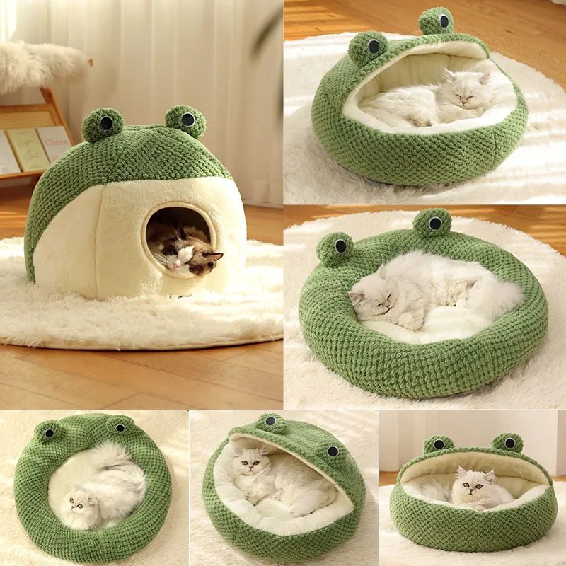 "Barkwow Little Frog Series Pet Nest – Warm Plush Mat for Cats & Dogs | Cozy Autumn/Winter Shelter for Pets Up to 11 lbs Main image