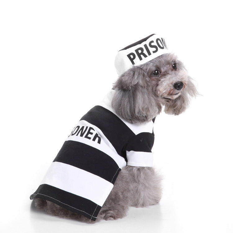 Woofylove Prison Suit  Costume - Iconic Pet Knitted Sweater for the Festive Season