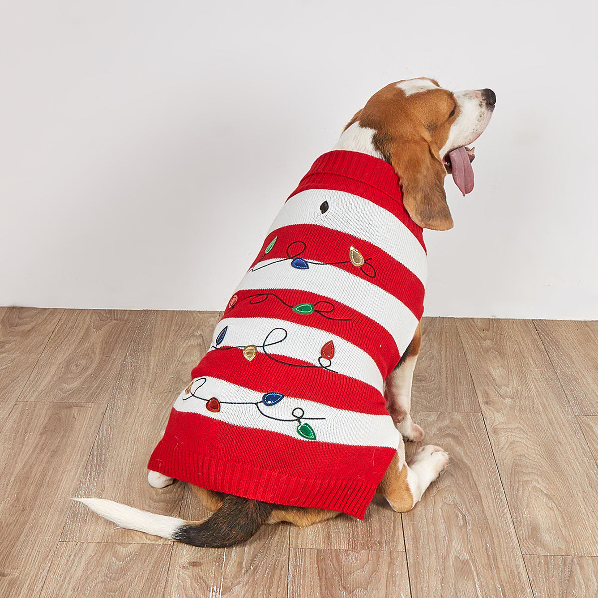 Woofylove Striped Christmas Lantern Turtleneck Sweater – Festive & Cozy Apparel for Dogs | Premium Holiday Pet Wear"