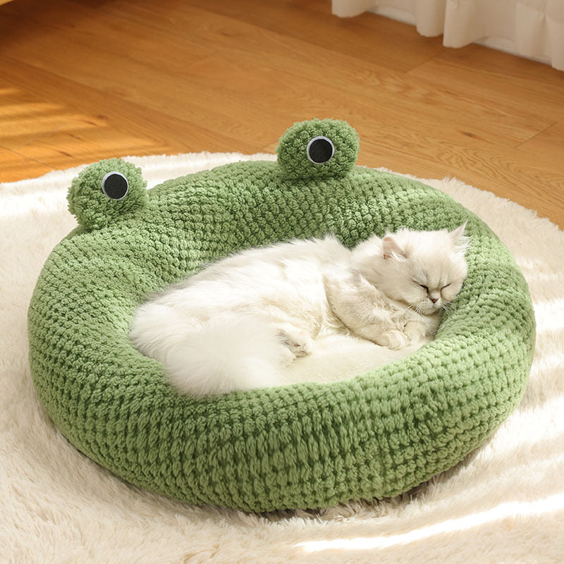 "Barkwow Little Frog Series Pet Nest – Warm Plush Mat for Cats & Dogs | Cozy Autumn/Winter Shelter for Pets Up to 11 lbs