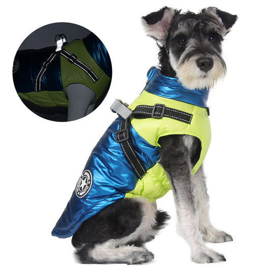 Windproof Dog Coat Warm Dog Jacket Reflective Pet Apparel Dog Jacket with Harness Weatherproof Dog Gear Pet Safety Clothing Insulated Dog Coat Durable Dog Jacket Woofylove Quality Pet Products Adjustable Dog Outerwear Pet Visibility Gear Winter Dog Coat All-Weather Dog Jacket