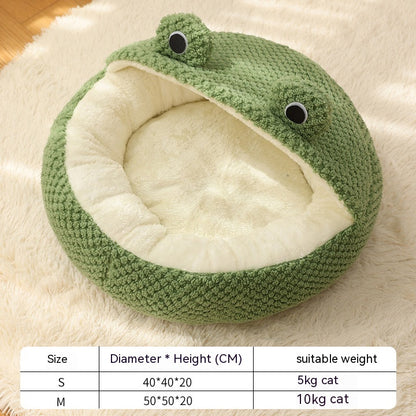 "Barkwow Little Frog Series Pet Nest – Warm Plush Mat for Cats & Dogs | Cozy Autumn/Winter Shelter for Pets Up to 11 lbs