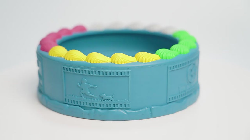 Barkwow Birthday Cake Bowl Toy: Durable, Safe & Fun Chew Toy for Heavy Chewers | Eco-Friendly Natural Rubber Dog Feeding Bow