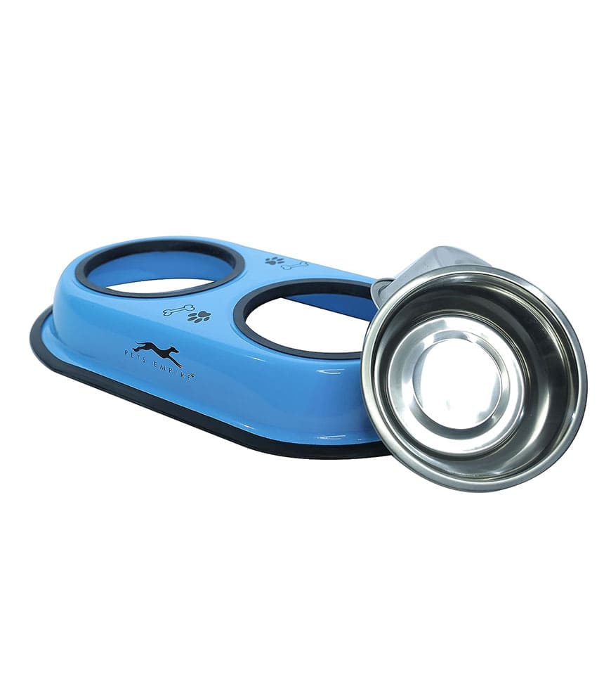 PETS EMPIRE Food Bowls Feeder for Dog & Cat Double Diner Stainless Steel Pet Bowl Secondary image