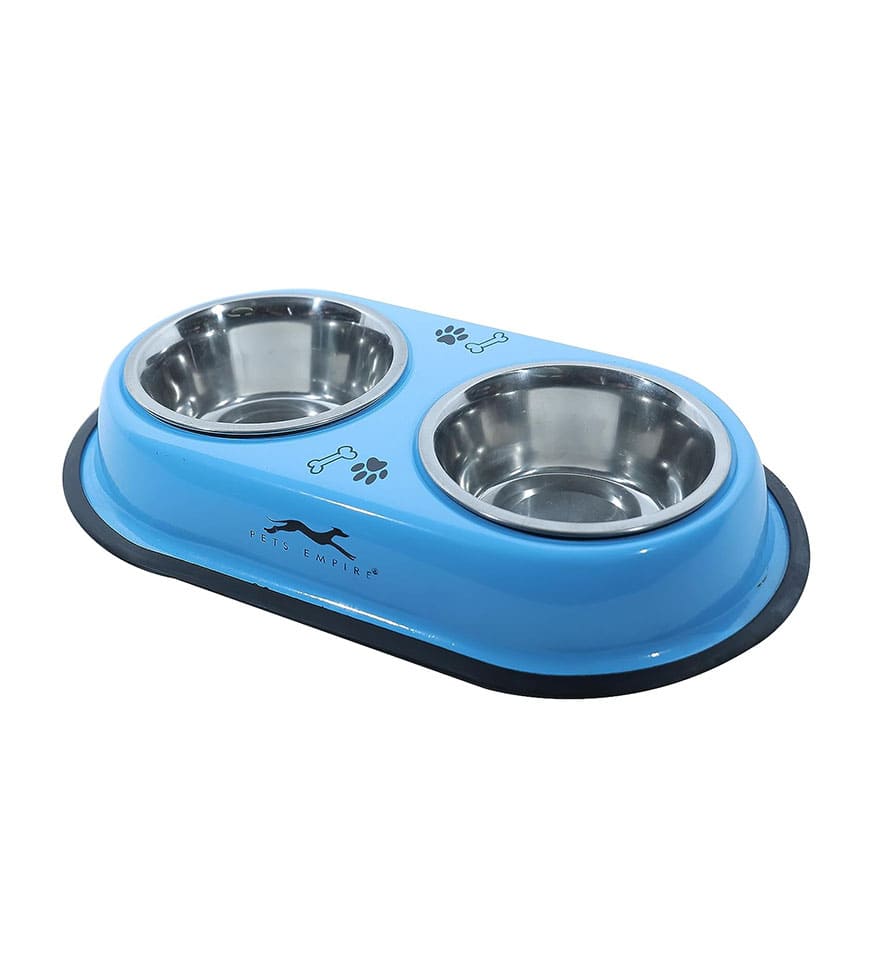 PETS EMPIRE Food Bowls Feeder for Dog & Cat Double Diner Stainless Steel Pet Bowl Main image