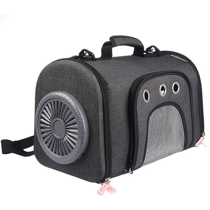 Pet Carry Bag With Electric Fan Side Mesh Ventilation