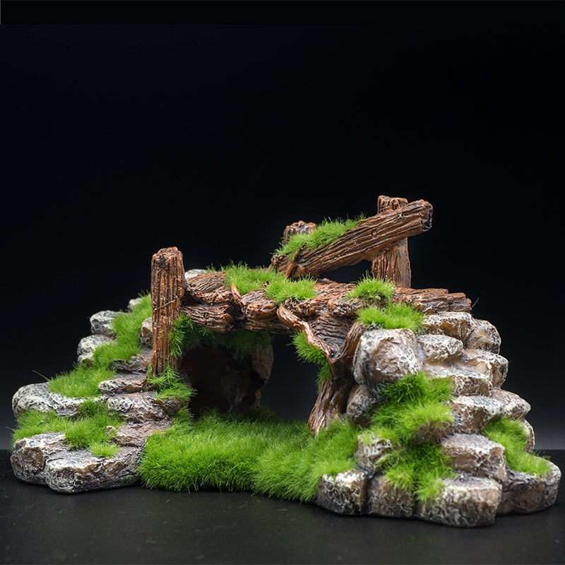 Flocking resin aquarium Landscape stone decoration Aquatic habitat Aquatic pets Fish tank Natural appearance Velvety texture Aesthetic design Aquatic environment Pet habitat. Main image