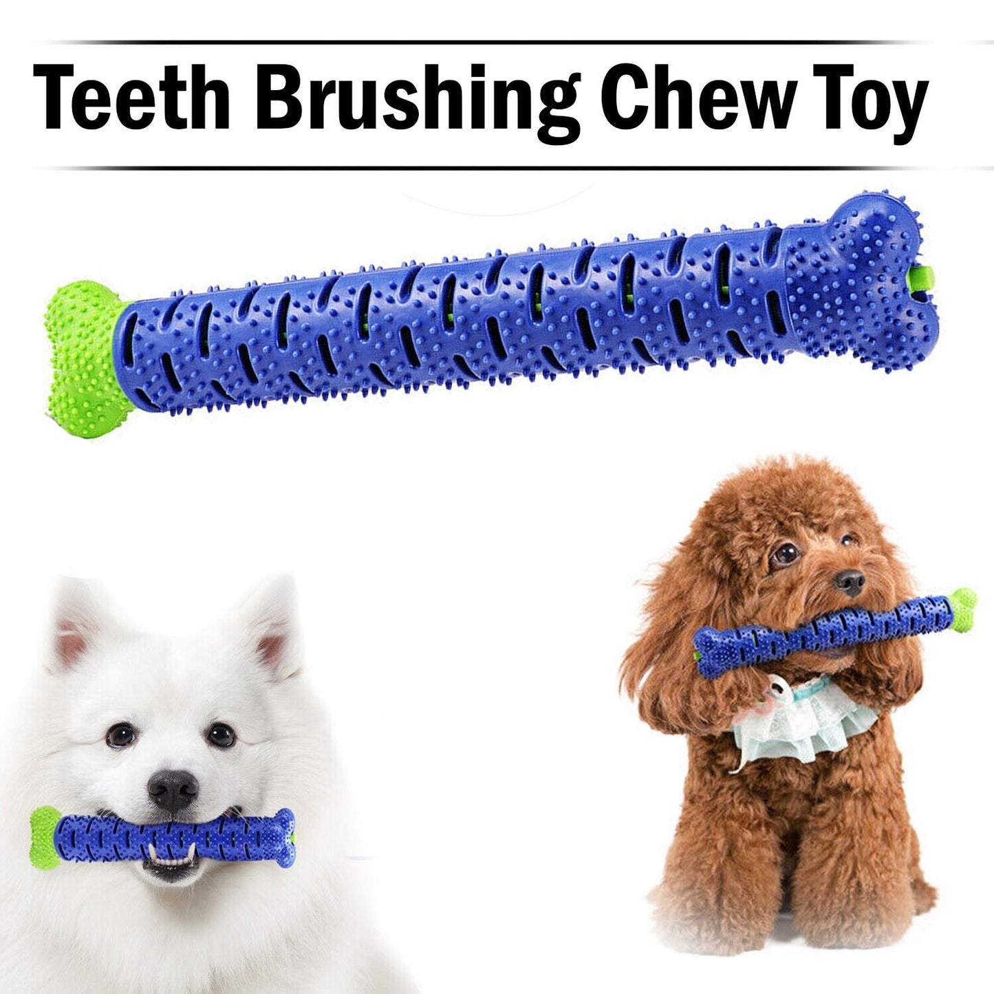 Barkwow  Dog Chew Toys Aggressive Chewers Teeth Cleaning Oral Toothbrush Bone Brush