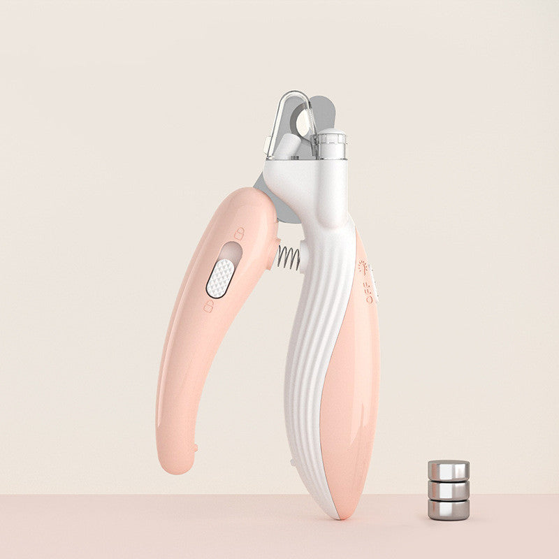 A pet nail clipper with an LED light on the sharper and a compartment for collecting nails is a type of grooming tool designed for convenience and ease of use. The LED light helps to illuminate the pet's nail, making it easier to see where to clip, and the built-in compartment collects trimmed nails, helping to keep the work area clean and organized. Main image