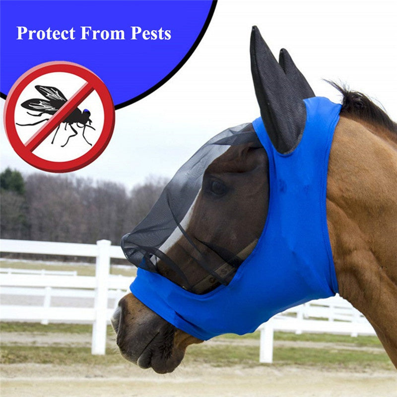 Horse fly mask One piece fly mask UV protection for horses Breathable horse mask Fly proof horse mask Horse face protection Horse sun protection Adjustable horse mask Ergonomic horse fly mask Horse eye protection Comfortable horse mask