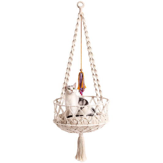 Mewoofun Handwoven Cat Window Perch Bed With Hanging Kit Hammock For Indoor Outdoor Cats Sleeping Climbing Playing