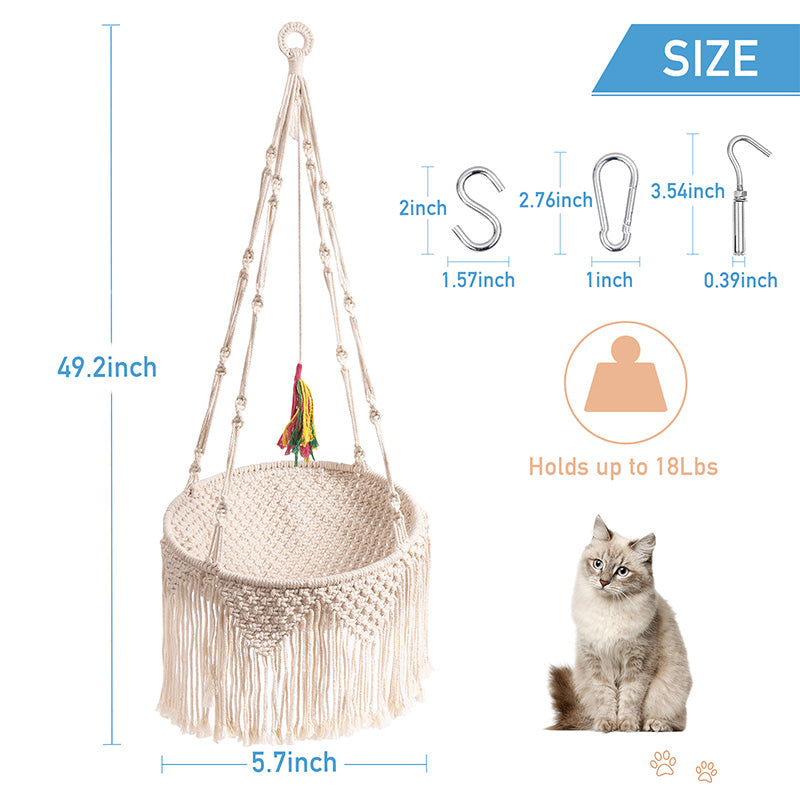 Mewoofun Handwoven Cat Window Perch Bed With Hanging Kit Hammock For Indoor Outdoor Cats Sleeping Climbing Playing