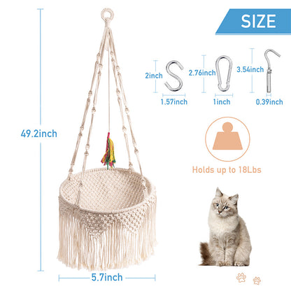 Mewoofun Handwoven Cat Window Perch Bed With Hanging Kit Hammock For Indoor Outdoor Cats Sleeping Climbing Playing