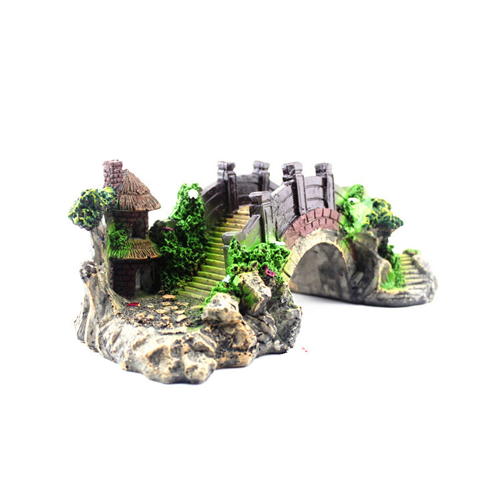 he bridge design serves both as a decorative element, adding a unique and eye-catching touch to the tank, and as a platform for fish or turtles to swim through, climb on, or rest on. The retro-style arch design adds a touch of vintage charm to the aquarium and can be used to create a landscaped environment for your aquatic pets. Main image