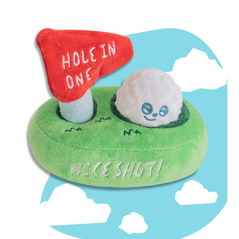 Barkwow Golf Putting Green Hide &Seek Dog Plush Toys with Squeaker